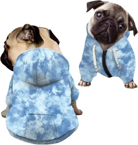 Vista 41 de Howilath Sudaderas con la bandera estadounidense para perros medianos, abrigo de invierno con diseño de pata de cachorro, ropa cálida con capucha