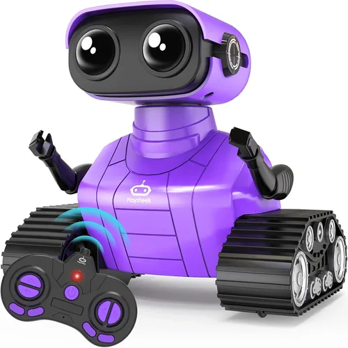 Vista 8 de Playsheek Robot Toy - Robot recargable Emo RC con demostración automática para niños, mayores de 3 años - Azul