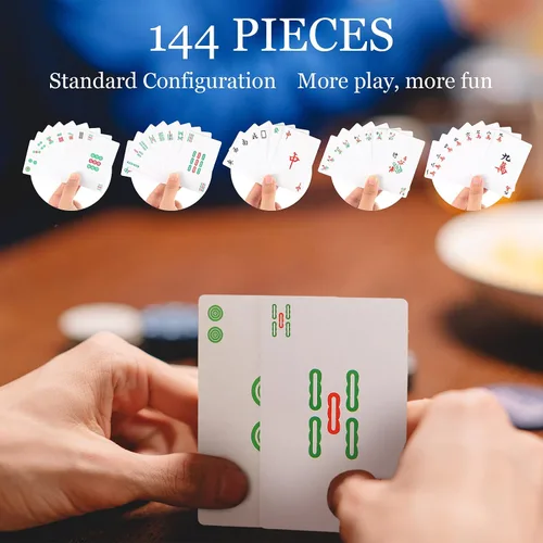 Vista 2 de Civaner Paper Mahjong - Juego de cartas de mahjong 2026, letras grandes, juego de mahjong chino-americano con dados, portátil, duradero, tarjetas