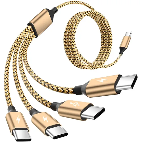 Vista 16 de Cable divisor USB C multi carga para múltiples dispositivos, cable de carga rápido 4 en 1, cable de carga de teléfono USB C trenzado con 4