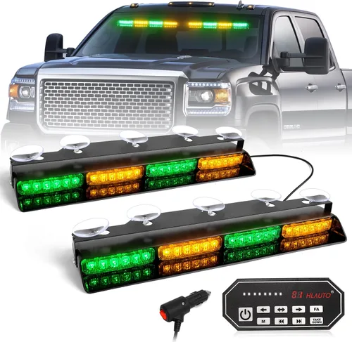 Vista 12 de HLauto Luces Estroboscópicas de Emergencia para Tablero 604N: 2x16.8 pulgadas Luz de Seguridad Ámbar Blanca con Take Down, Barra de Luz