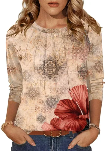 Vista 2 de Zeagoo Blusas de otoño para mujer, camisas de manga larga, blusas casuales de algodón, blusas plisadas elegantes 2025