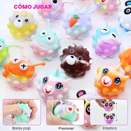 Vista 3 de KissFree PAQUETE DE 18 Pelotas Pop de Animales Recuerdos de Fiesta para Niños, Pelotas Pop 3D Juguetes Fidget, Regalos de Cumpleaños para Niños