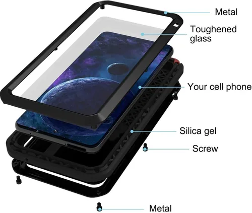 Vista 4 de LOVE MEI Funda militar resistente para Samsung Galaxy A52, con protector de pantalla de vidrio templado, a prueba de golpes, a prueba de polvo, a