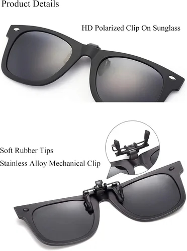 Vista 3 de OopsMi Polarized Clip-on Sunglasses Unisex Anti-Glare Driving Sunglasses With Flip Up for Prescription Glasses