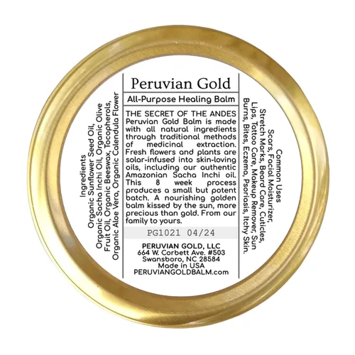 Vista 2 de Llama Mama Peruvian Gold Bálsamo curativo orgánico multiusos cicatrices, eczema, crema hidratante facial, piel seca, cabello, quemaduras solares