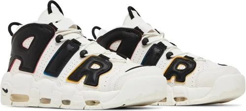 Vista 3 de Nike Air More Uptempo tenis de piel blancasnegras para hombre