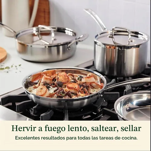 Vista 3 de Cuisinart - Juego de ollas y sartenes de acero inoxidable, compatible con inducción, 12 piezas