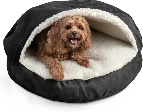 Vista 25 de Snoozer Cama de lujo de microsuede acogedora estilo cueva para mascotas, pequeña, antracita For small sized pets, Removable washable cover