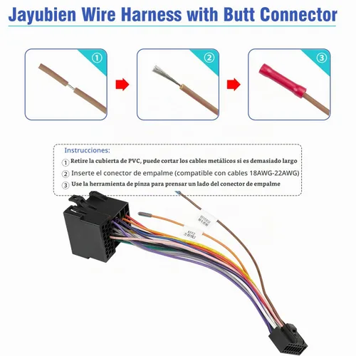 Vista 5 de Radio Stereo Wiring Harness Adapter Replacement for Hyundai Kia Conector de radio de 36 pines, arnés de cable estéreo ISO de 16 pines compatible