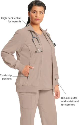 Vista 75 de Infinity by Cherokee 2391A - Chaquetas médicas con cremallera frontal para mujer, tela elástica en 4 direcciones