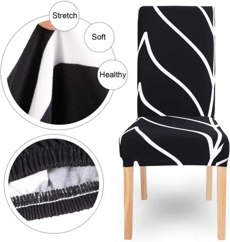 Vista 4 de Juego de 10 fundas para silla, fundas elásticas para sillas Parsons, de elastano, extraíbles, lavables, fundas protectoras para sillas de cocina