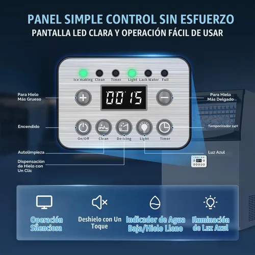 Vista 4 de Máquina de hielo comercial, 110 libras/24 horas con almacenamiento