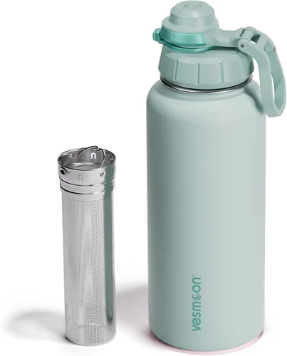 Vista 9 de Vesmoon Vessence Botella de infusión de té de acero inoxidable de 24 oz para té de hojas sueltas, agua, hierbas, frutas - Botella aislada de triple