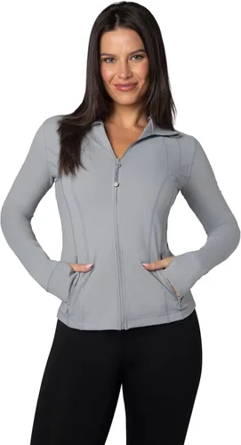 Vista 29 de 90 Degree By Reflex Chaqueta ligera atlética con cremallera completa, ajuste delgado, para correr, con aberturas para los pulgares Negro