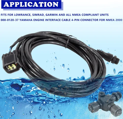 Vista 2 de Repuesto para cable de interfaz de motor Yamaha 000-0120-37, 3004.6865 NMEA 2000 conector de cable y conector en T para Yamaha Outboard 2006-2023