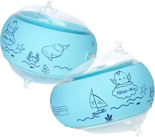 Vista 8 de Flotadores inflables de brazo para niños, bandas de brazo de natación rosa y azul para piscina, flotadores de brazo para piscina, alas de agua