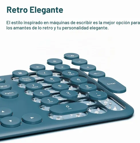 Vista 4 de Conjunto de teclado y mouse inalámbrico lindo para PC/Ordenador portátil/Windows/Mac/Tablets, ultradelgado 2.4GHz USB inalámbrico de tamaño Azul