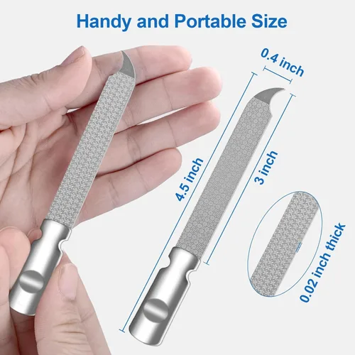 Vista 7 de Lima de uñas de metal para uñas naturales, limas de uñas de acero inoxidable con punta afilada y puntiaguda, funda de lima de uñas de doble cara