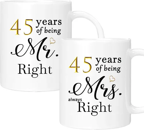 Vista 51 de Juego de 2 tazas de café para el 10º aniversario, regalos de boda para parejas, padres, hombres, mujeres, marido, esposa, él, ella, caja de regalo