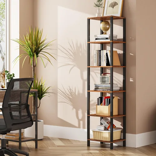 Vista 14 de TUTOTAK Estantería para libros de 4 niveles, estantería estrecha para espacios pequeños, estantería apilable de bricolaje, para sala de estar Negro