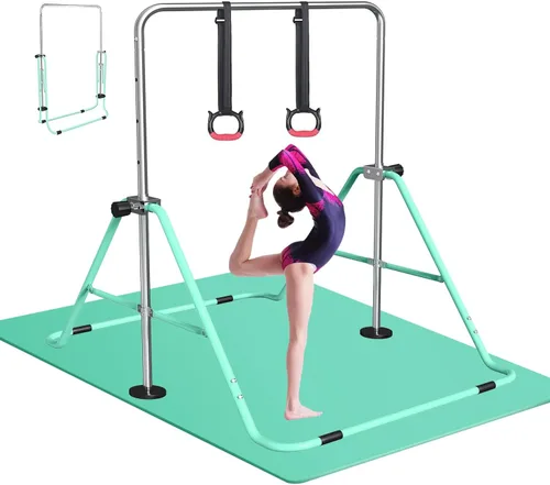 Vista 11 de FBSPORT Gymnastics Bar for Kids Adjustable Height Gymnastic Horizontal Bar Verde