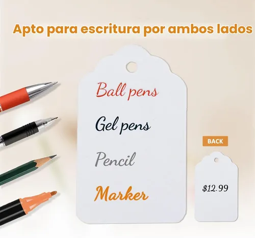 Vista 5 de 1000 etiquetas de precio blancas con cuerda adjunta, 1.75 x 1.1 pulgadas Blanco