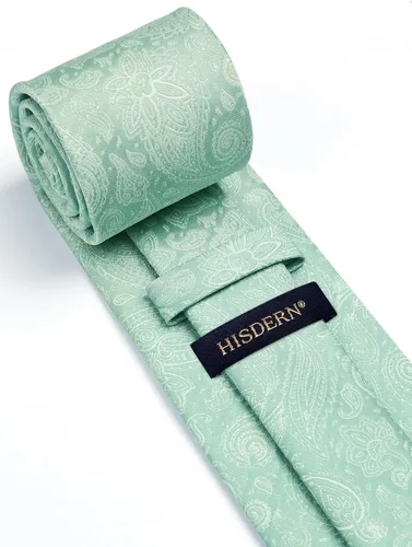 Vista 112 de HISDERN Corbatas para hombre, corbata de cachemira y bolsillo cuadrado tejido clásico floral para hombre, corbata de fiesta de boda