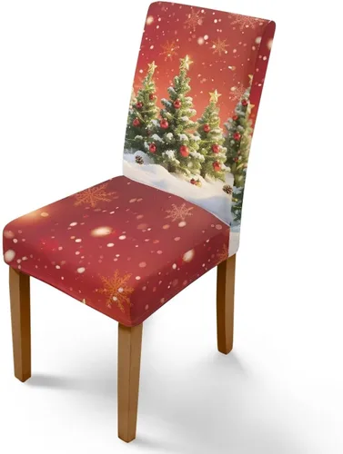 Vista 81 de Rnyleeg Fundas navideñas para sillas de comedor, fundas de asiento de comedor con estampado de campanas brillantes, juego de 1 funda suave y lavable