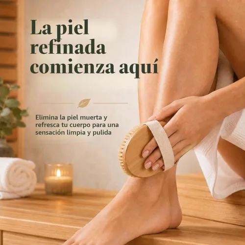 Vista 8 de Cepillo corporal seco para mujeres y hombres, cepillo seco para drenaje linfático, cepillo corporal exfoliante con cerdas naturales de jabalí, nodos