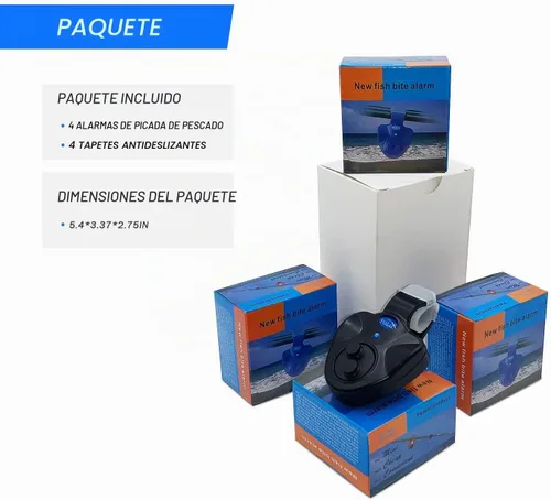 Vista 6 de 4 x Bombilla LED electrónica de pesca negra con alarma de sonido y alarma audible