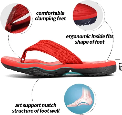 Vista 3 de MGGMOKAY Sandalias cómodas para hombre, con soporte de arco, sandalias casuales con correa en T para hombre, sandalias de verano para la playa
