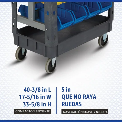 Vista 3 de Strongway Carrito de servicio de 500 libras con contenedores, 40 3/8