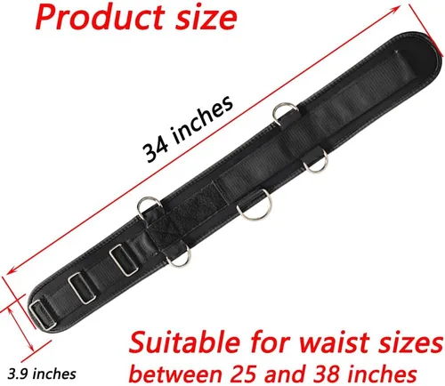 Vista 8 de LOOEEL Fitness Resistance Belt Multi Functional Fitness Belt with 5 Rings for Weight Training and Resistance Training of Load Carrying Pull Up Belt
