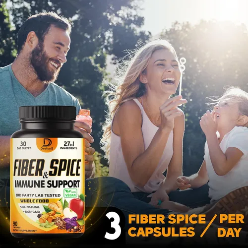 Vista 4 de DEDICAD Suplemento de fibra y especias 27 en 1, combinado con psyllium orgánico, manzana entera, saúco y más - Apoya el estado de ánimo, el cuerpo