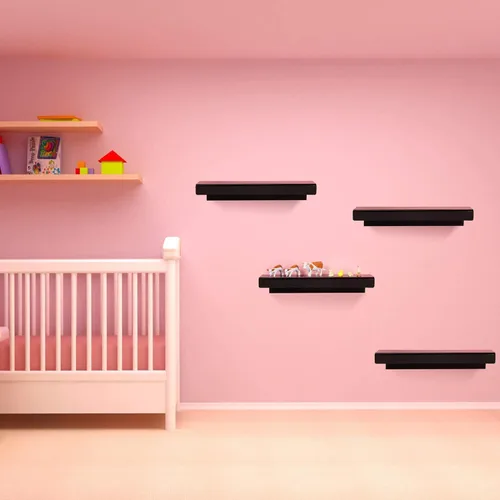Vista 5 de Blulu 8 paquetes de estante flotante acrílico de 14 pulgadas, estante de pared montado invisible, estante de acrílico para repisa flotante, Negro