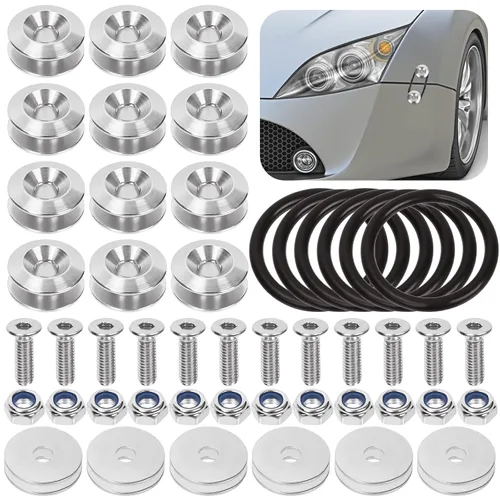 Vista 8 de Swpeet 54Pcs - 3 Pares Kit de Sujetadores de Liberación Rápida Negro, Kit Universal de Clips de Parachoques de Aluminio de Liberación Rápida