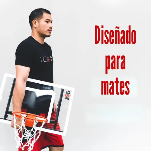 Vista 7 de RAMGOAL Canasta de baloncesto montada en la pared, mini ajustable para interiores con pelota Tablero de 24" resistente a roturas con borde