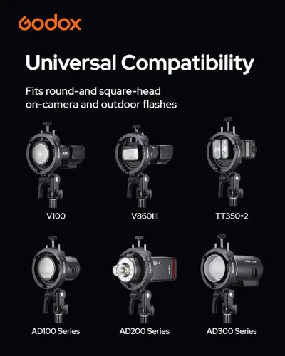 Vista 3 de Godox Soporte Speedlite S3 (S2 Upgrade) para Bowens Mount Holder Softbox Compact Lightweight Flash Bracket for Godox V1 V1Pro V100 AD100ProII