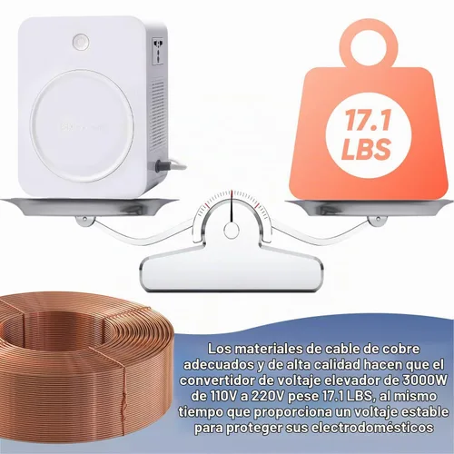 Vista 2 de Tonchean - Convertidor de voltaje de 110 V a 220 V 3000 W con alimentación de entrada