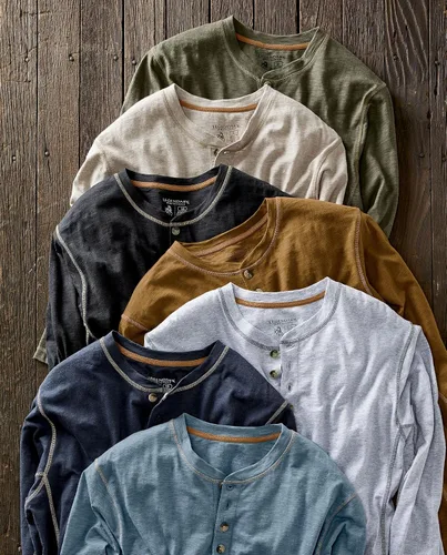 Vista 6 de Legendary Whitetails - Camiseta estilo Henley de Maverick Slub para hombre