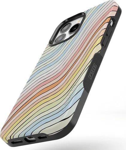 Vista 3 de Casely Funda para iPhone 13 Pro Ride The Wave Forro de arcoíris pastel Diseño protector audaz Compatible con MagSafe