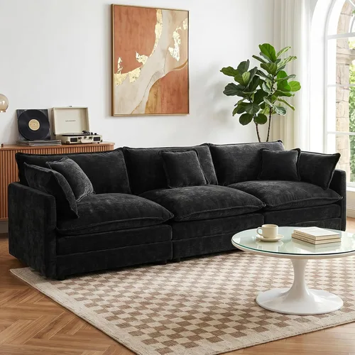 Vista 18 de GNIXUU Sofá modular de 76 pulgadas, sofá biplaza beige de 2 plazas, cómodos asientos de felpilla de 25 pulgadas de profundidad con 2 almohadas