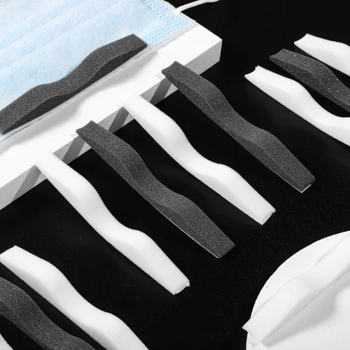 Vista 2 de BBTO 50 almohadillas de microfibra de espuma viscoelástica para puente nasal, anti niebla, autoadhesivas, protección para la nariz, sello de tira