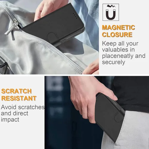 Vista 3 de Funda compatible con Sony Xperia 1 VI Cierre Magnético Billetera Ranura Tarjeta Flip Kickstand Case Negro