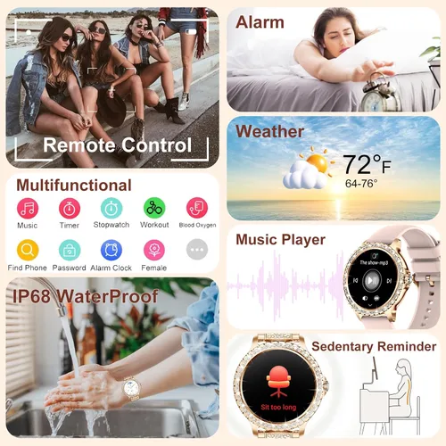 Vista 8 de Relojes inteligentes para mujer (respuesta/hacer llamadas), más de 120 relojes inteligentes deportivos para Android iOS, pantalla HD de 1.32