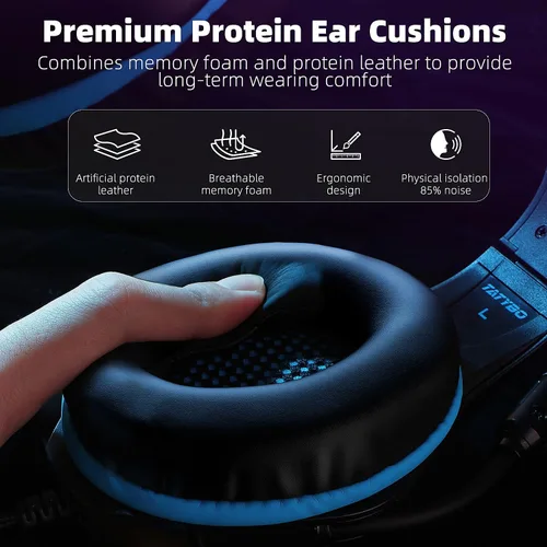 Vista 6 de Auriculares para juegos para PC, PS5, interruptor, móvil, auriculares para juegos para Nintendo con micrófono con cancelación de ruido, sonido