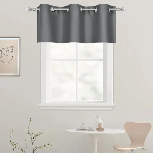 Vista 74 de DECOVSUN Cenefa de cortina opaca amarilla brillante para ventanas de cocina, cenefa opaca con ojales para dormitorio, cenefa corta y recta para sala
