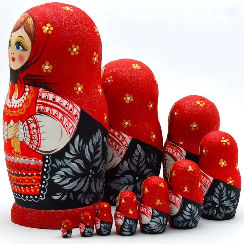 Vista 3 de Muñecas rusas de anidación para niños, muñeca Matryoshka 10 piezas hechas a mano