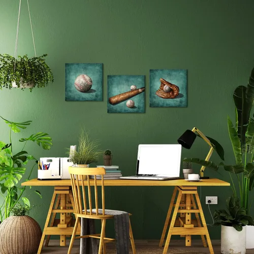 Vista 5 de Artsbay Arte de pared de béisbol para decoración de pared de béisbol, obras de arte de béisbol para hombres, niños, adolescentes, niños, decoración